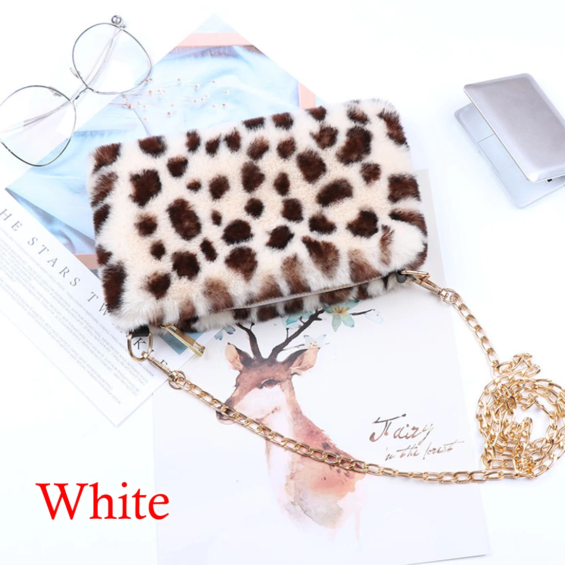 

2020 Luxury Woman Fluffy Crossbody Bag Hot Sale Leopard Pattern Plush Handbag Women Cute Pink Fur Messenger Bag