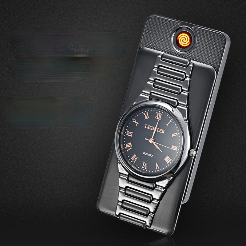 

Watch Lighter USB Rechargeable Cigarette Lighter Windproof Metal Gift Male Lighters Smoking Briquets Et Accessoires Fumeurs