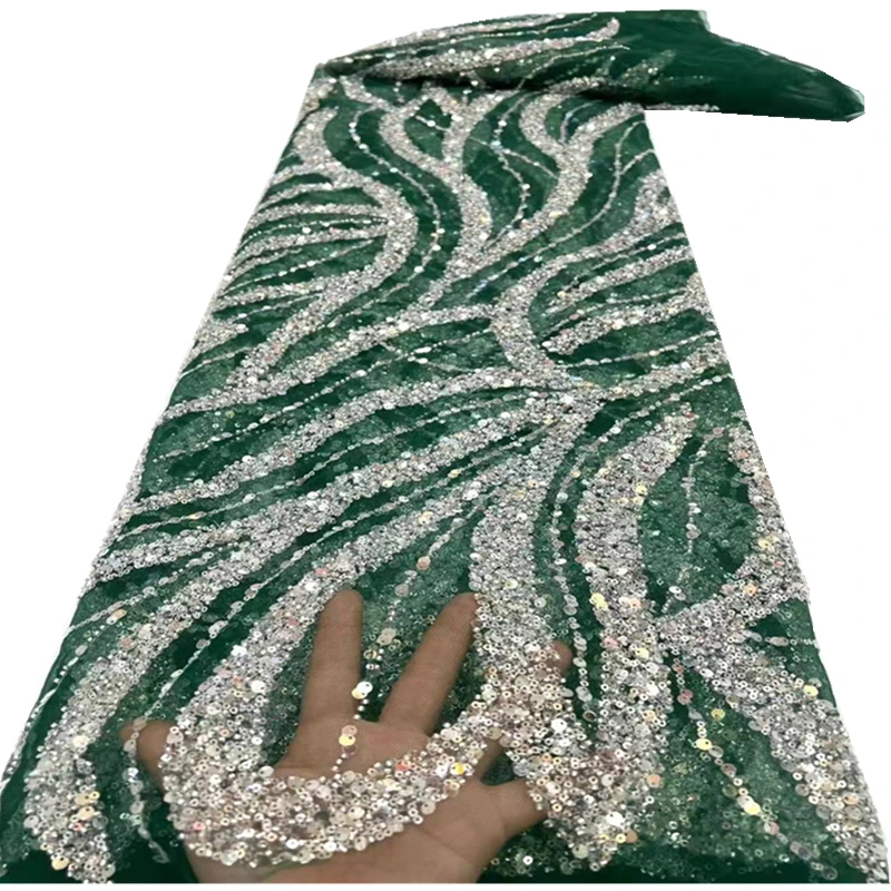 

Sequins Tulle Lace Fabric 2021 5 Yards High Quality African Nigerian Tulle Lace Fabric For Diy Sew Dresses Wedding Party XC32756