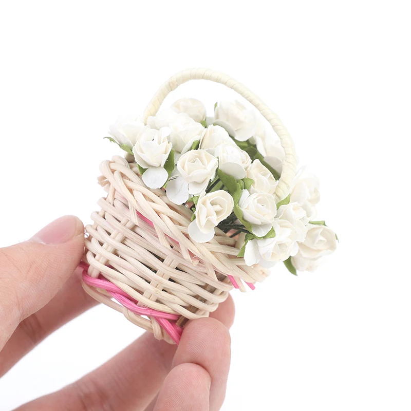 

1Pc 1:6 Dollhouse Miniature a Basket of Flowers Dolls House Decor for Decoration New