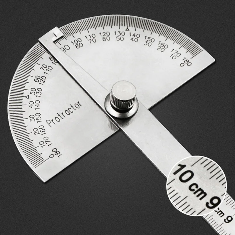 

180 Degree Adjustable Protractor multifunction stainless steel roundhead angle ruler mathematics measuring tool