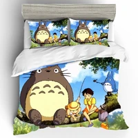3d cartoon totoro bedding linen set cartoon quilt cover for kids cute bed queen king size 23pcs home textile
