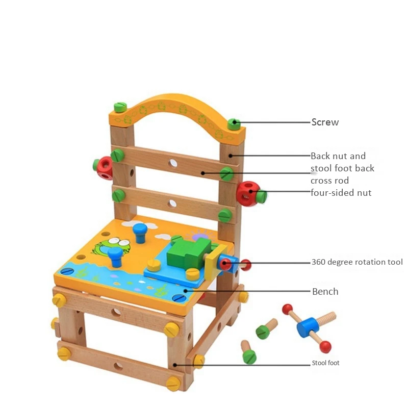 

DIY Wooden Disassembling Chair Tool Nut Assembly Tool Children Educational Toys Children Gifts