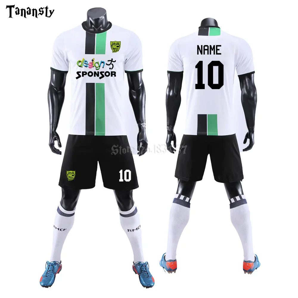 Conjunto de camisetas de fútbol para hombre, chándal de fútbol de manga corta en blanco, chándal personalizado para Survetement, 19-20