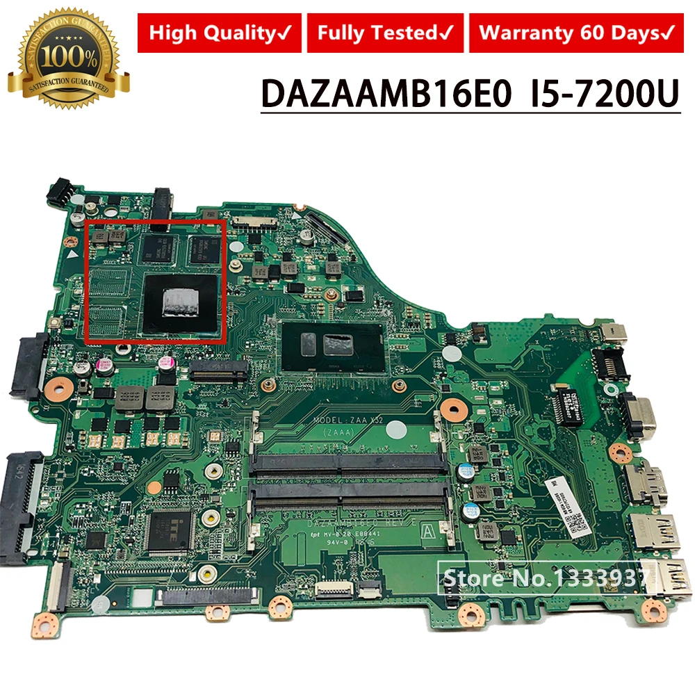 Billig DAZAAMB16E0 I5-7200U Laptop Motherboard Für Acer Aspire E5-575 E5-575G E5-575TG F5-573 E5-774G ZAA X32 Mainboard