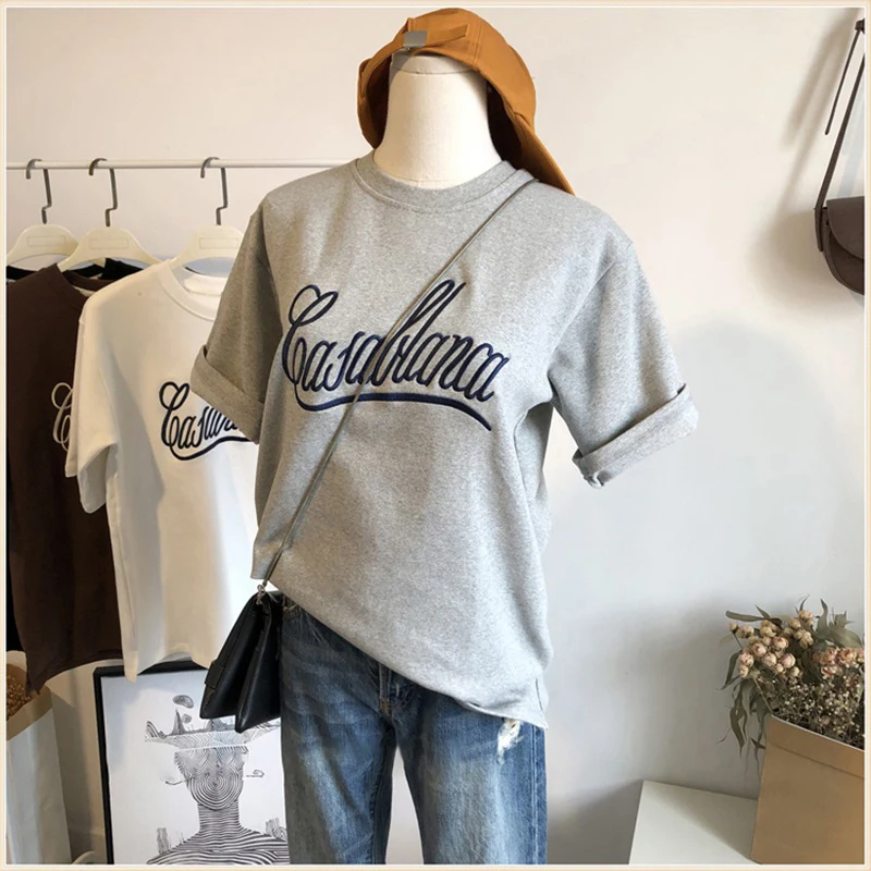 

Printed Pattern Short-Sleeved 2021 New Loose Korean Version Of All-Match t-Shirt Women Ins Tide Top Women