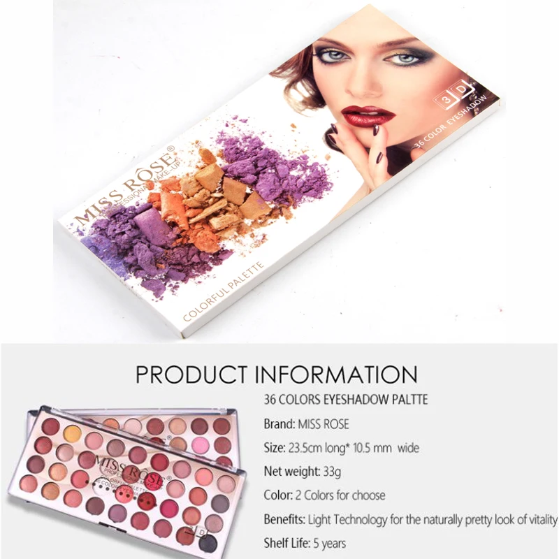 Miss Rose новые модные тени для век Палитра 36 цветов матовые 3D красочная Палетка