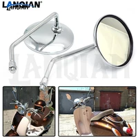pair universal motorcycle mirrors accessories 8mm 10mm left and right rear side view mirror round mirror motorcycle long chrome