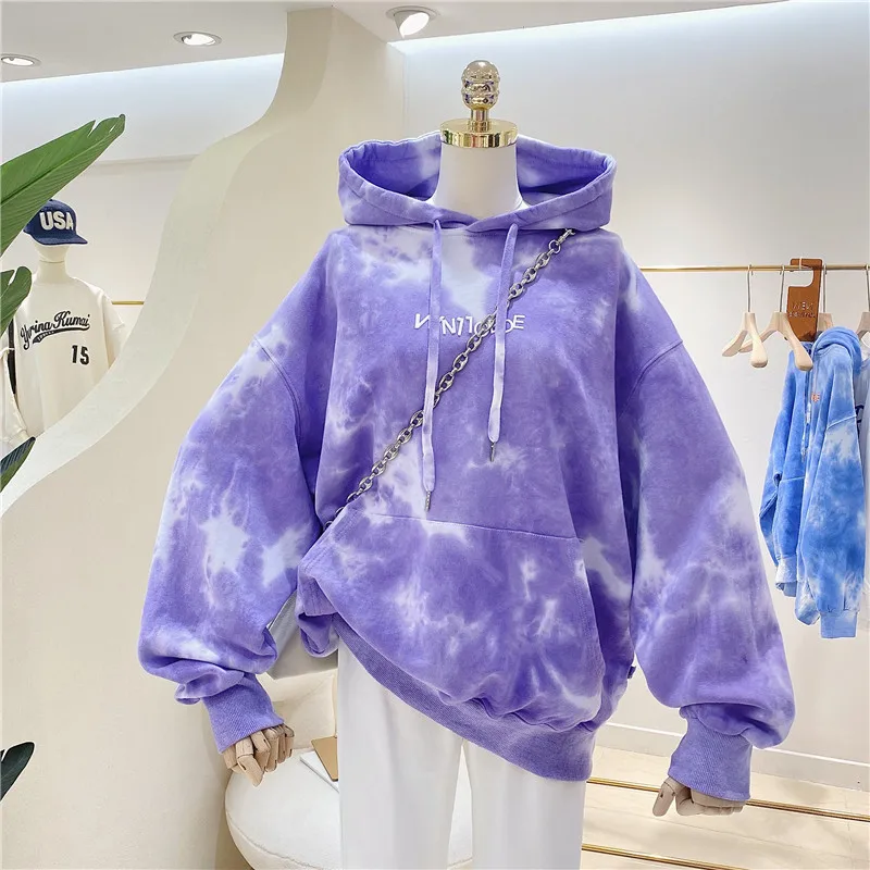 

Female Hoodies Autumn Thin Embroidery Splash Ink Loose Street Fashion Pullover Shirts Women Korea Punk Oversized Hoodie