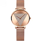 Часы женские кварцевые из нержавеющей стали, розовое золото, водостойкие