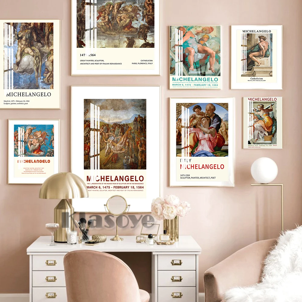 

Michelangelo Outstanding Renaissance Generalist Exhibition Museum Poster Christian Art Prints Wall Picture Mannerism Home Decor