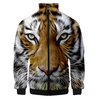 tiger animal lion trend animal men zip jacket 3d punk rock man zipper coat printed fashion streetwear unisex clothing oversized
