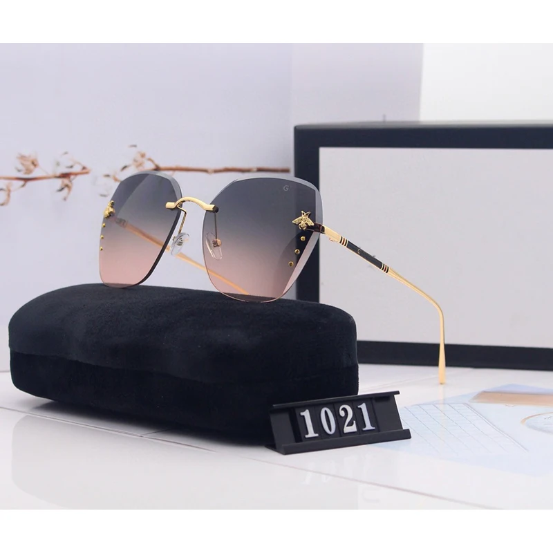 2020 luxury bee Fashion for women Sunglasses Men Square Frameless Brand Design Sun Glasses Gradient lenses Oculos Retro UV400 | Аксессуары