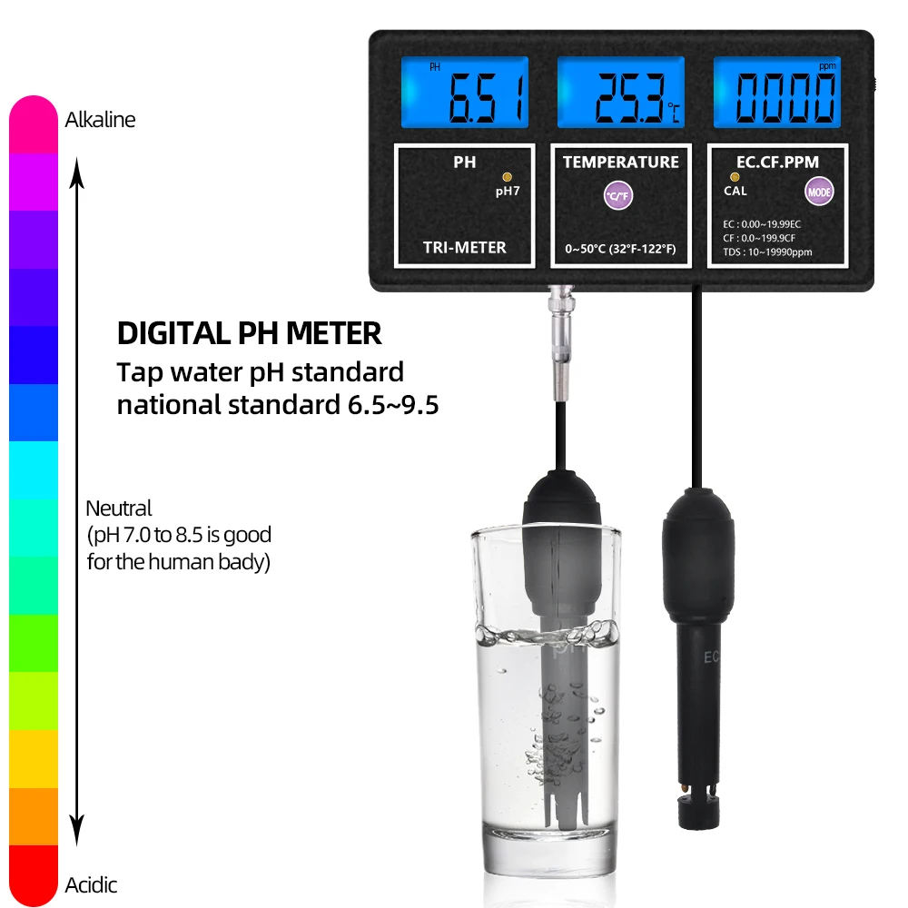 5 в 1 многопараметрический измеритель PH EC CF TEMP TDS качества воды тестер термометр