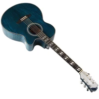 full manchurian ash wood acoustic electric guitar 6 string blue color 40 inch acoustic guitar folk guitar free string