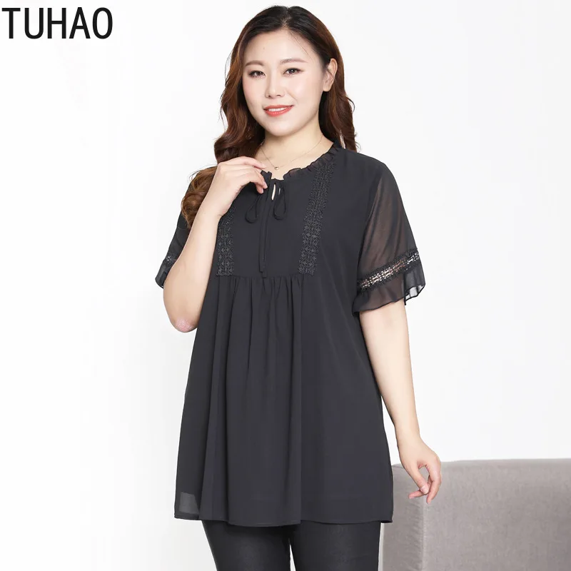

TUHAO Mother Mom Tops and Blouses Oversized 10XL 9XL 8XL 7XL 6XL Summer Office Lady Elegant Work Chiffon Blouse Shirt WM67