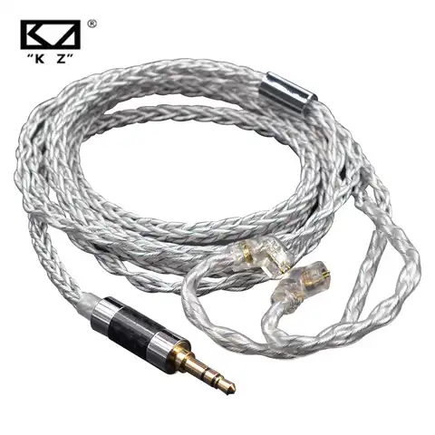 KZ 8-ядерный серебристо-синий гибридный 784 ядер посеребренный обновленный кабель для наушников кабель для KZ ZAS ZAX ZS10 PRO ZSN ZSX EDX PRO NRA X7
