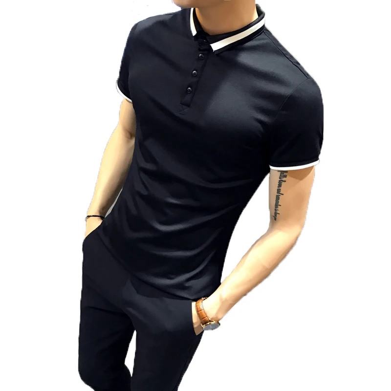 

British Style Summer Solid Short Sleeve Polo Shirt Men Clothes 2021 Simple Contrast Color Slim Fit Casual Polo Homme Streetwear