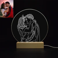 custom couple photos 3d illusion led lampara nightlights postmodern style multi color changing decorative lights for xmas gift