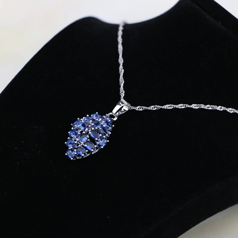 Женский ювелирный комплект из серебра 925 пробы с синим кубическим цирконием и