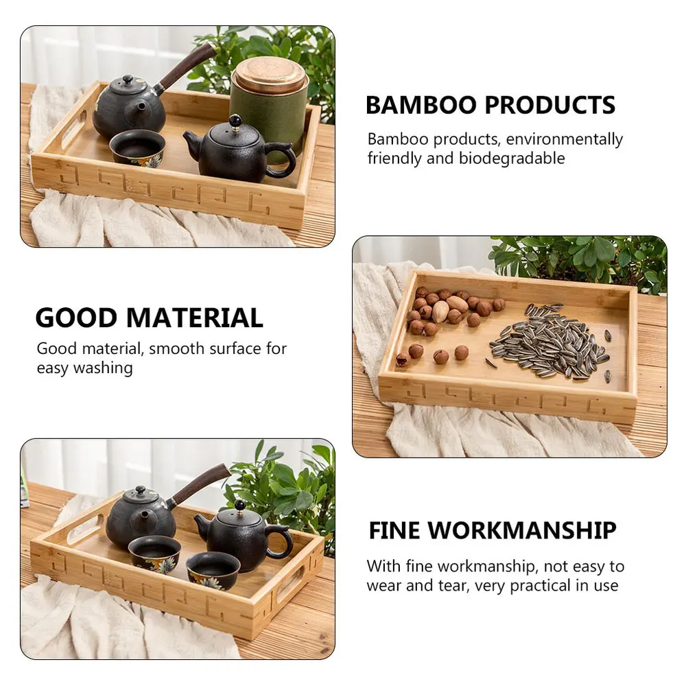 

Bamboo Tray Practical Food Serving Tray Household Snack Dessert Storage Tray