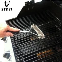 kitchen accessories barbecue grill cleaning brush barbecue tool cleaning brush stainless steel cooking tool wire brush triangle
