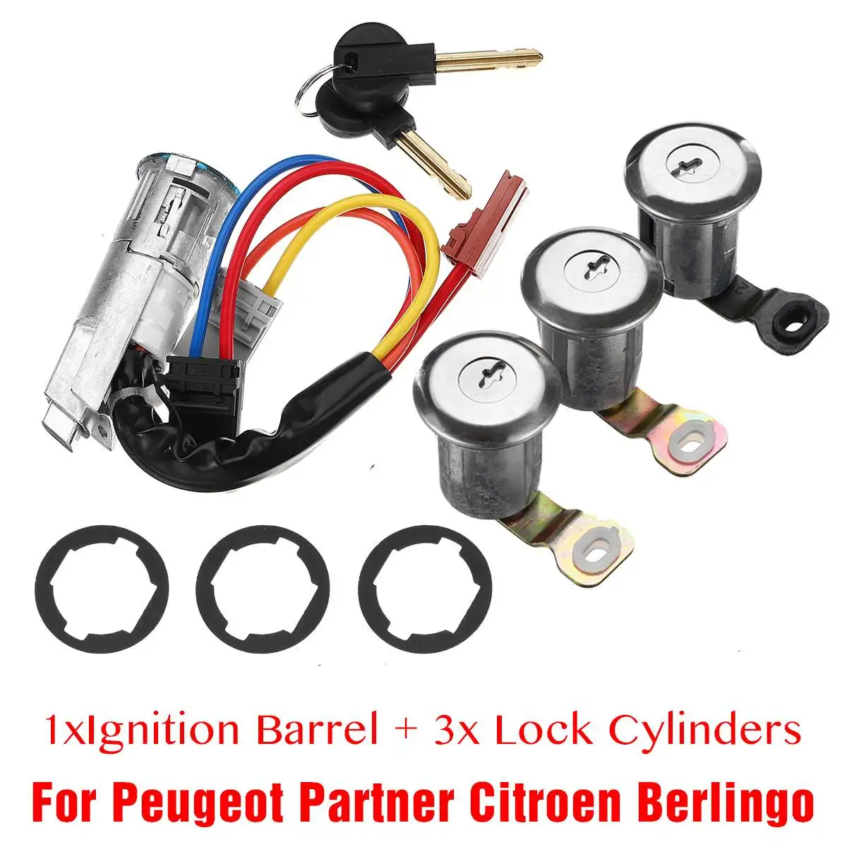 

NEW 1 Set Front Rear 3 Door Locks + 1 Ignition Barrel 96244156 252522 9170.G3 For Peugeot Partner for Citroen Berlingo 1996-2008