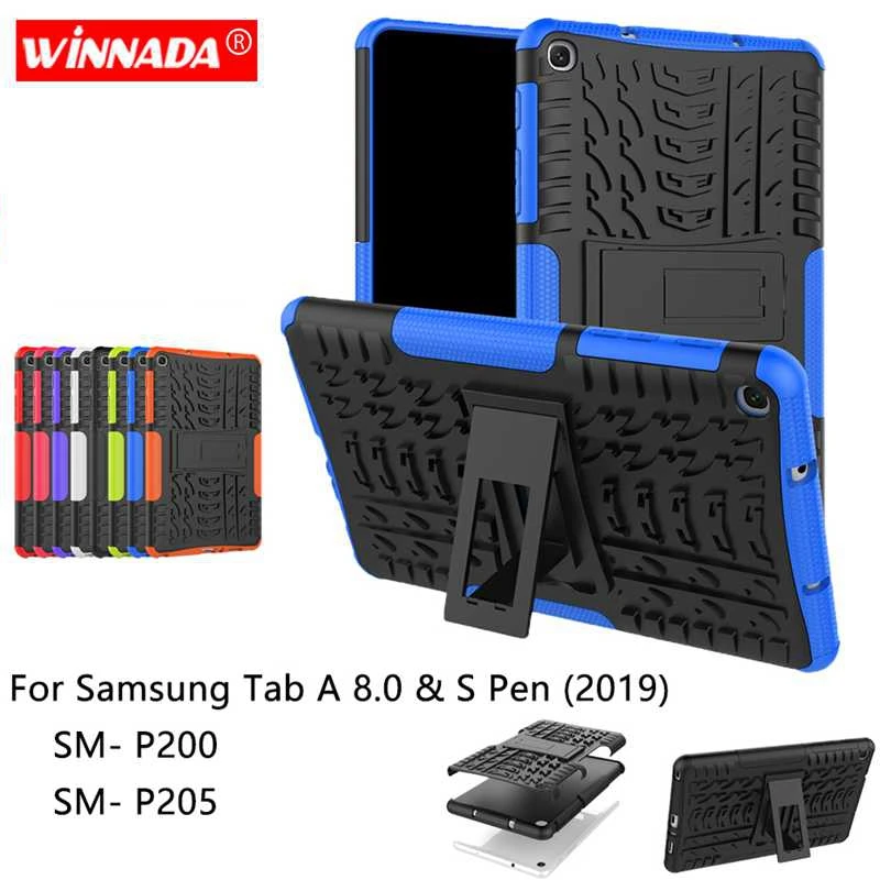 

For Samsung Tab A 8.0 with S PEN 2019 p200 case SM- P200 P205 Tablet armor case TPU+PC Shockproof Stand Cover