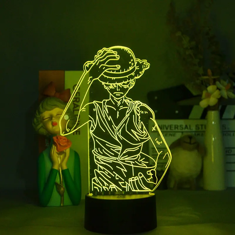 

3D Led Night Light Bluetooth Base One Piece Monkey D. Luffy Lamp Bedside Table Desk Decor Lamparas Children's Gift Leds Young