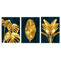 3pcs golden banana leaf decorative painting core wall painting home living room hanging painting frameless painting core