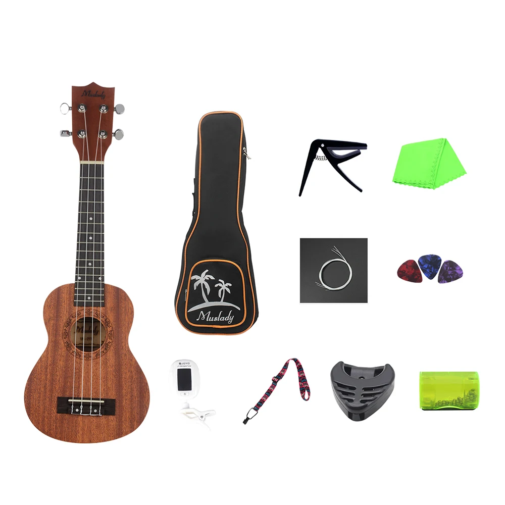 

Muslady Concert Ukulele Wooden Ukelele guitar with Carry Bag Finger Maraca Pick Musical Instruments for Children Music Beginners