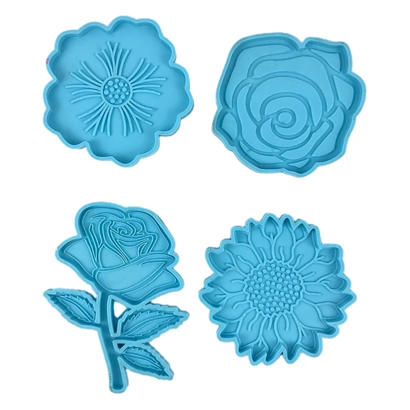 

Flower Shaped Coaster Epoxy Resin Mold Cup Mat Pad Silicone Mould DIY Crafts Decorations Casting Tools