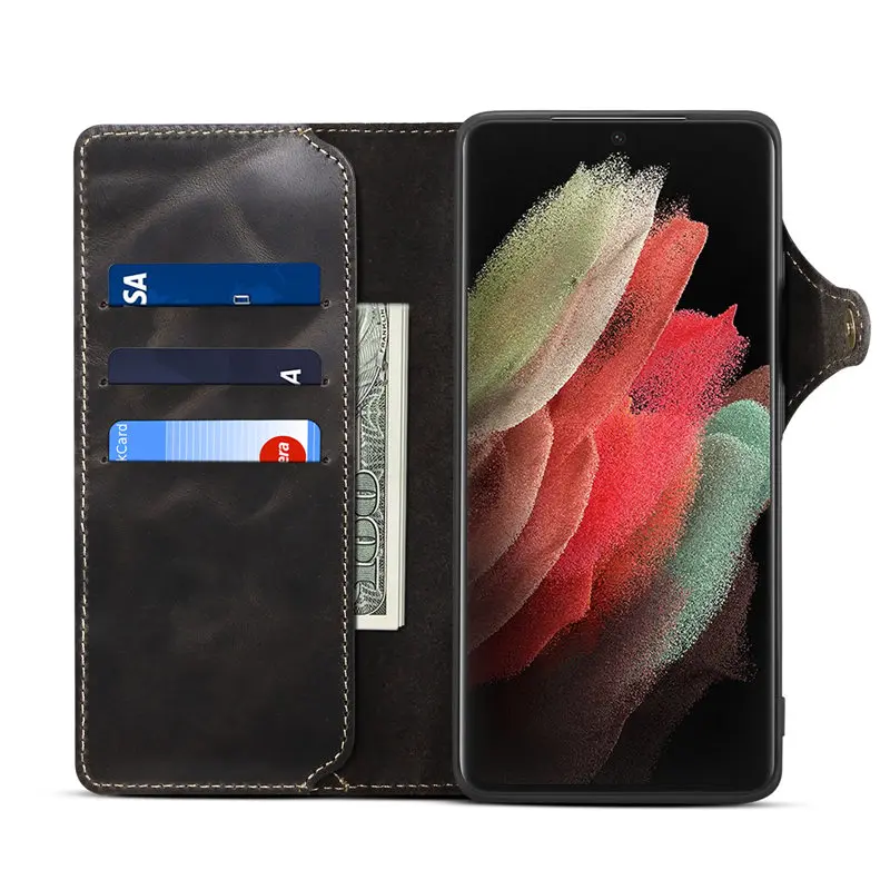 genuine leather purse flip cover for samsung s21 ultra case galaxy s30plus luxury original wallet case phone card slot branded free global shipping