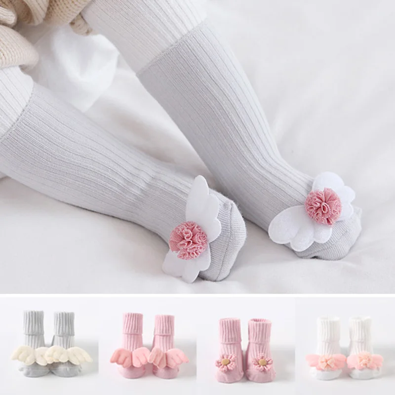 Новые милые мягкие хлопковые носки для маленьких девочек с изображением крыльев