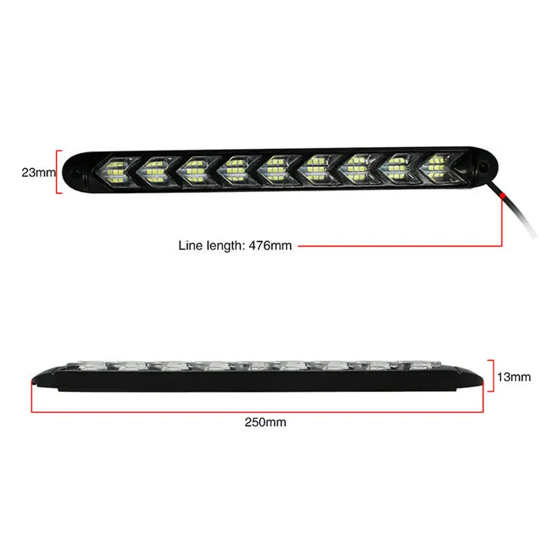 

2Pcs 9 LED Universal Auto Headlight Daytime Running Light Car Strip DRL Driving Fog Turn Signal Lamp 12V Yellow Flow Day Light