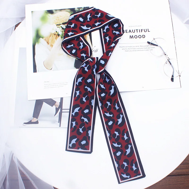 

301 Silk Scarf New Tarot Print Lady Riband Bags Foulard Luxury Brand Small Ribbon Kerchief Women Fashion Print Long Neck Shawl
