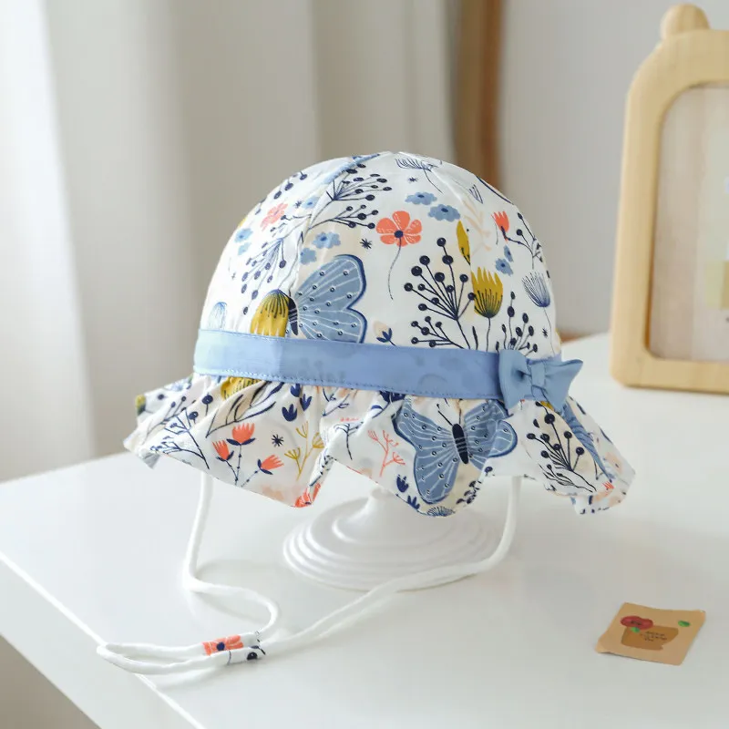 

1 Month - 4 Year Floral Princess Korean Bucket Cap for Baby Girl Newborn Baby Girl's Hats Summer Girls Infant Beach Cool Hat
