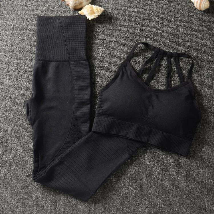 

2 piezas de gimnasio ropa de entrenamiento para mujer Sujetador deportivo y mallas conjunto de ropa deportiva para mujer ropa