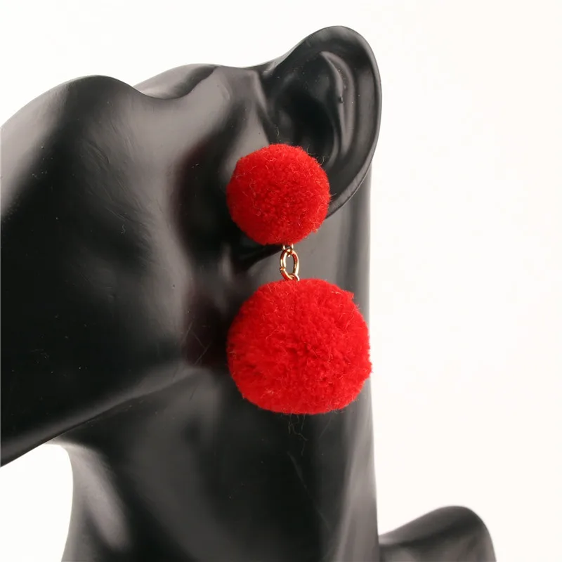 1 пара разноцветных небольших и больших помпонов серьги для женщин аксессуары