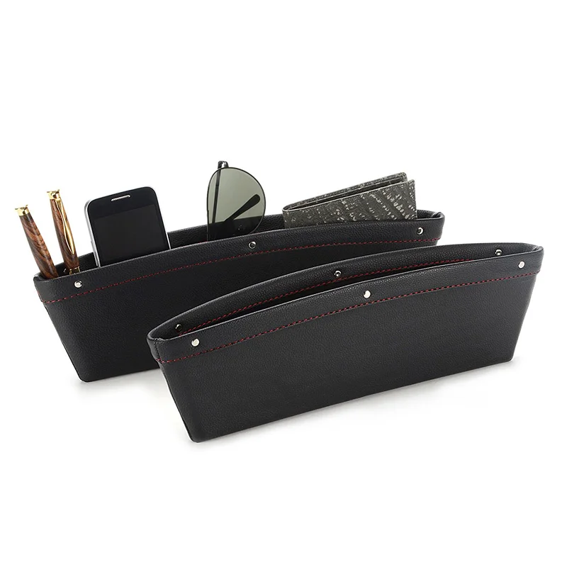 

Car Seat Side Gap Pocket 2 Set PU Leather Car Pocket Organizer Seat Console Gap Filler Side Seat Crevice Storage Box Universal