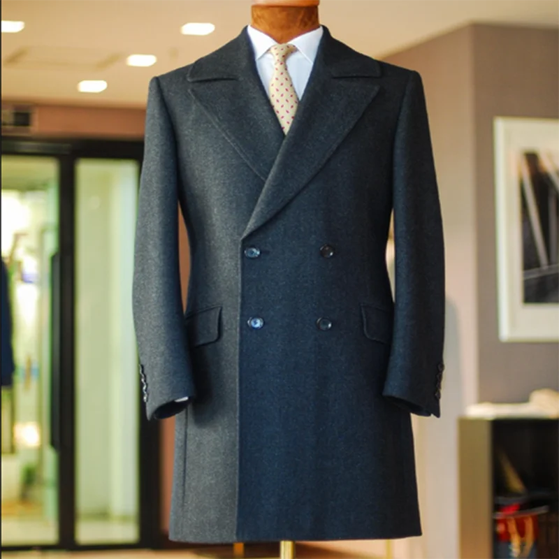 Men's Woolen Coat Winter Warm Jacket Trousers Jacket Lapel Retro Woolen Coat