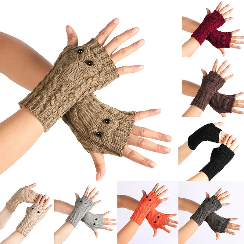 

1 пара зимние перчатки женские перчатки без пальцев женские теплые вязаные перчатки с уникальным дизайном варежки с совами глазами