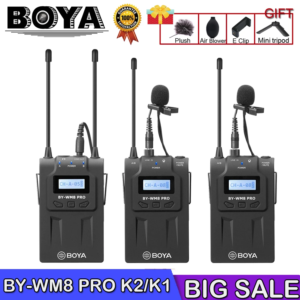 BOYA BY-WM8 Pro K1/K2 микрофон беспроводной петличный система для видео интервью