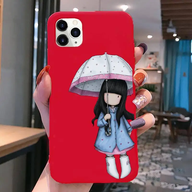 

Cute cartoon girl Santoros Gorjuss Phone Case For iphone 12 11 Pro Max Mini XS 8 7 6 6S Plus X SE 2020 XR Red Cover