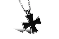 2019 stainless steel oil drop black crusader titanium mens necklace pendant casual sporty beads metal cross party punk vintage