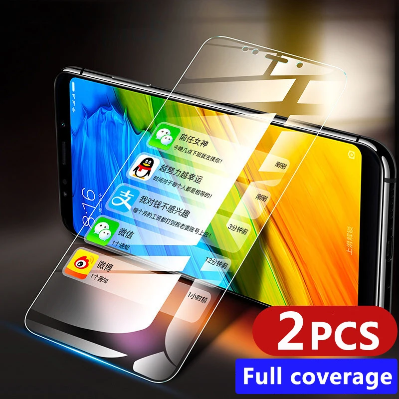 

2PCS For Xiaomi Redmi Note 7 6 5 A1 Full Cover Tempered Glass Screen Protector film Redmi 7 Pro 6A 5A 5 plus Protective Glass