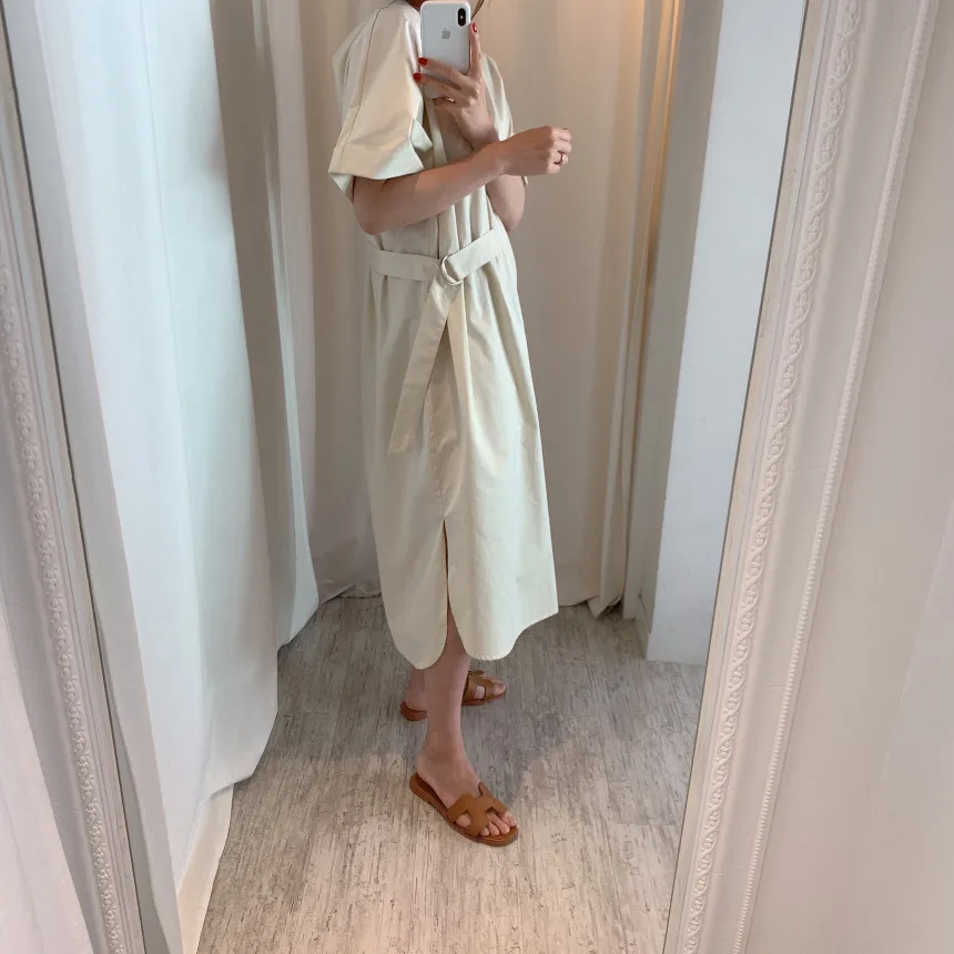 

ZCSMLL 2021 New Summer Women Vintage Loose High Waist Slim Was Thin Elegant Designed Side Lace-up Waist Maxi Dress J079