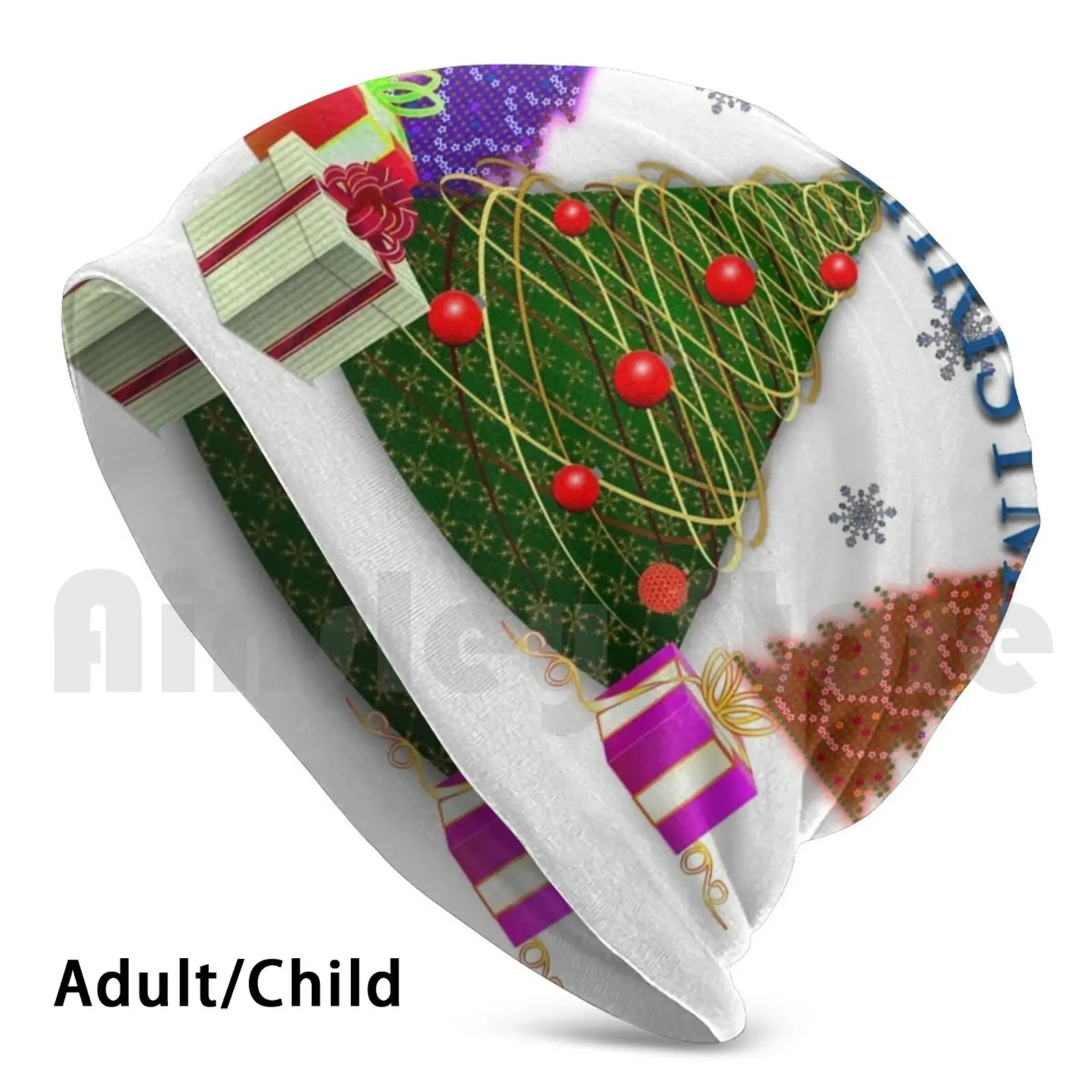 

Рождественская Шапка-бини 2015, Шапка-бини с принтом «сделай сам», подушка Johndsmith, Санта, Рождественская елка, подарки, красный, зеленый