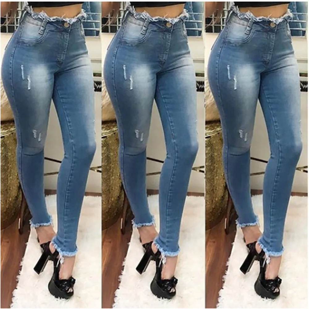 

High waist women's jeans slim women's jeans straight-leg women's jeans hot sale women's pants casual women's pencil pants