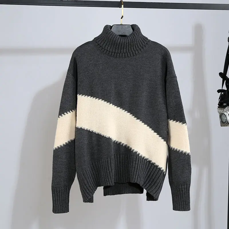 

2021 Spring Autumn 2 Piece Set Women Korean Turtleneck Long Sleeve Sweaters+Irregular High Waist Mini Shorts Fashion Suits Y446